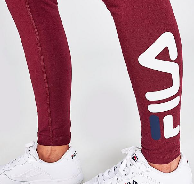 FILA Leggings Donna Vita Alta Piccola ELORA Allenamento Palestra Elasticizzato Cotone Rosso