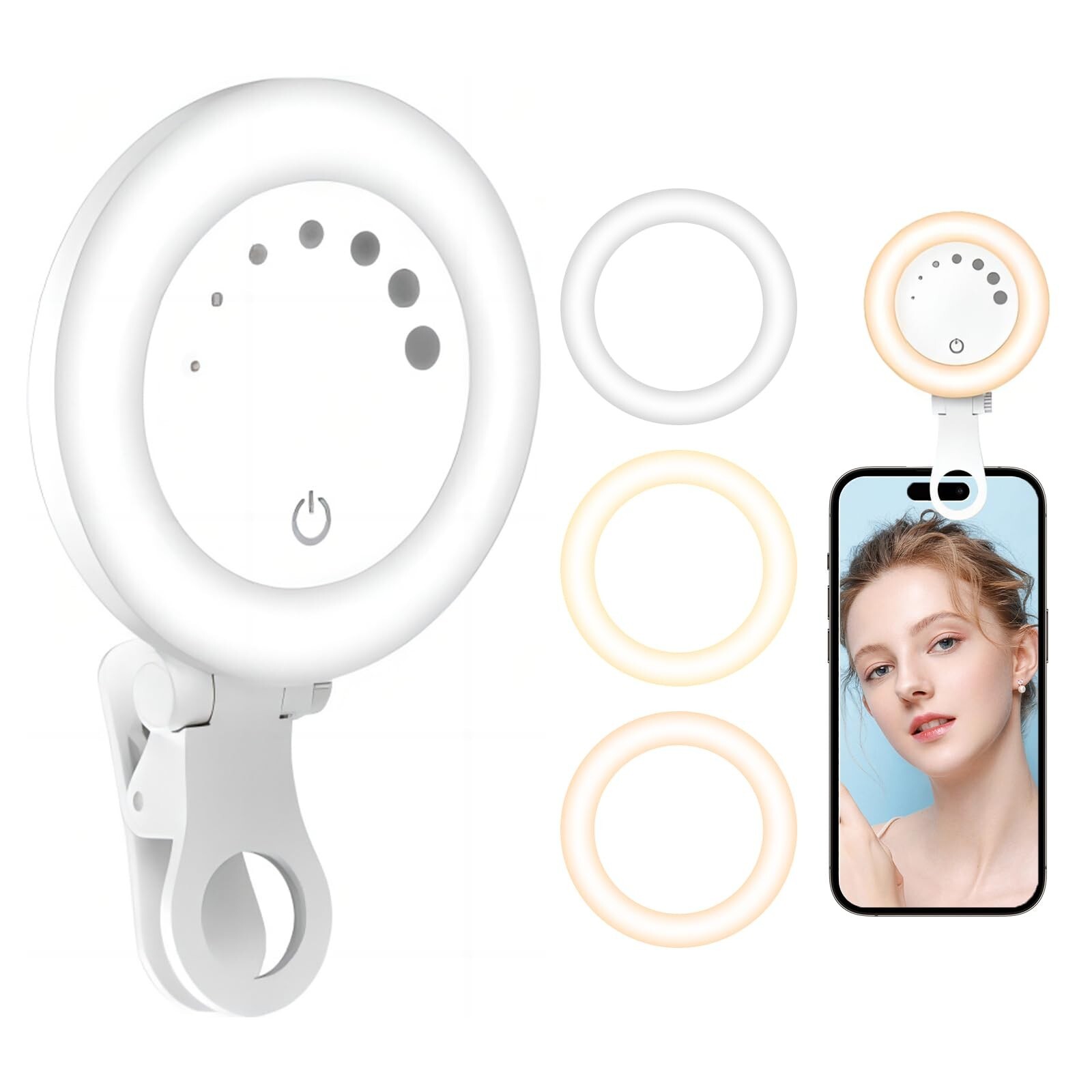 TBWHL Rechargeable Clip-On Phone Selfie Ring Light with Fill Light