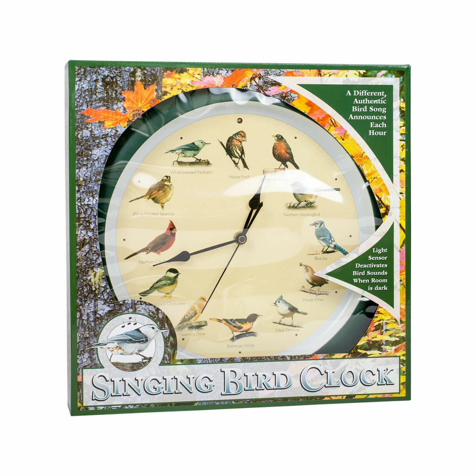 The Original Singing Bird Hanging Wall Sound Clock, 13 Inch, Green - Image 3 of 4