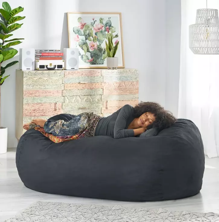 Black Bean Bag Lounger Chair Giant Extra Large Oversized Dorm Room Sleeper  Sofa