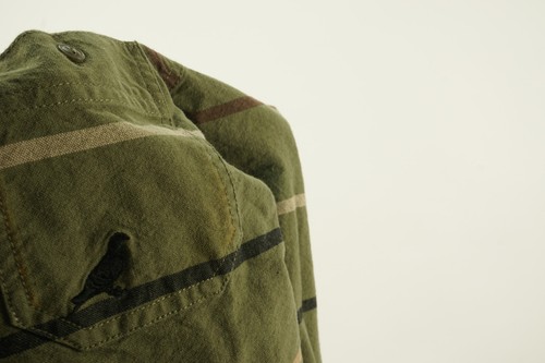 Staple Pigeon Men's Small Long Sleeve Green White Striped Logo Button Down Shirt - Picture 6 of 10