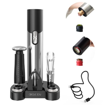 CIRCLE JOY Electric Wine Opener Set Automatic Wine Opener Kit for Wine and Be...