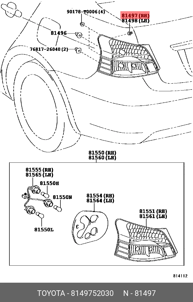 Original cover, rear combination lamp, right, 8149752030 for 