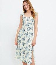 New Loft Floral Ruffle Strap Midi Dress 16P Ditzy Flowy Sundress Coquette Fairy