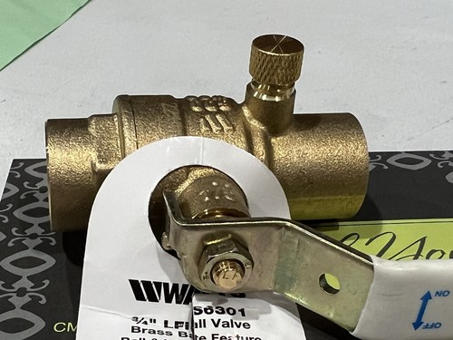 Watts Brass Sweat Ball Valve 3/4 x 3/4 Sweat in. Drain Full Port Lead Free LF