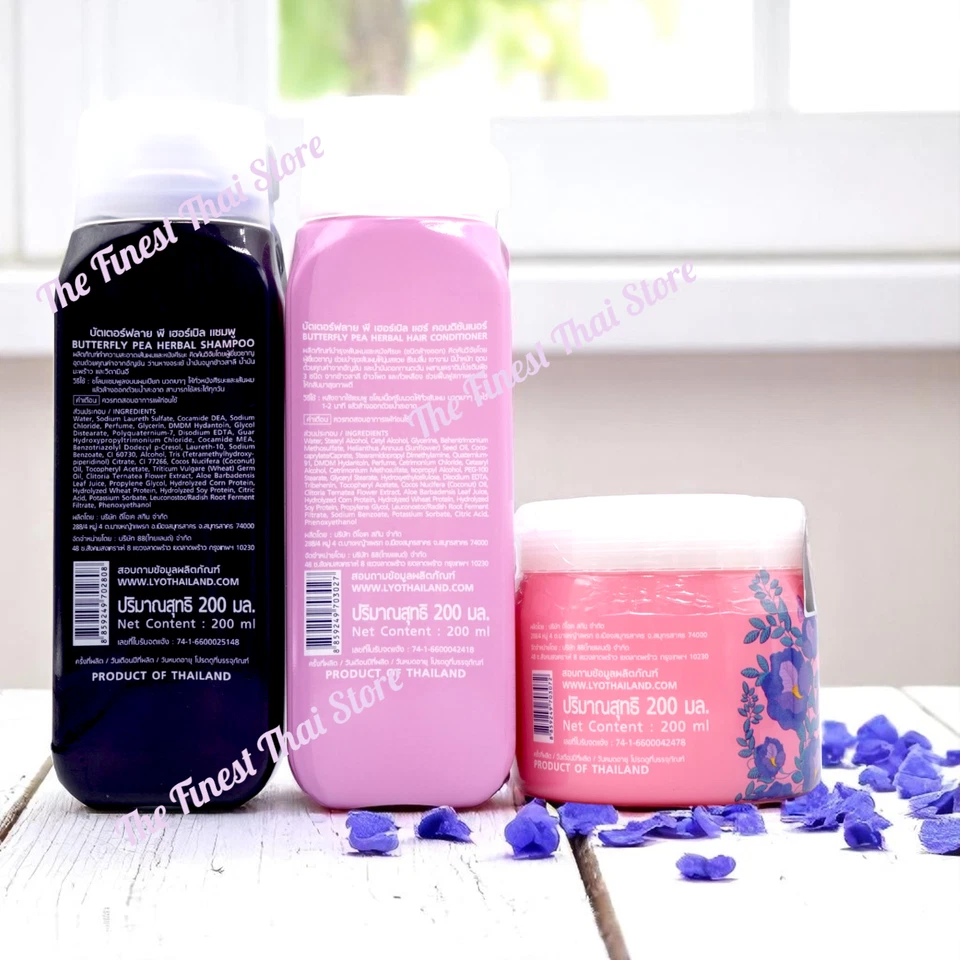 LYO Butterfly Pea Herbal Hair Shampoo, Conditioner and Treatment 3 Pieces Bundle - Image 2 of 2