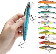 10PCS Fishing Lures Minnow baits Crankbaits Jerkbait Lot Hooks Baits Bass Tackle