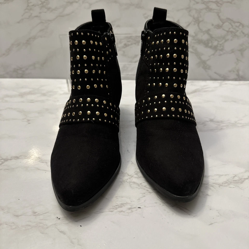 полусапоги topshop размер 36/5,5.  Замша с заклепками золото и черный - Изображение 3 из 4