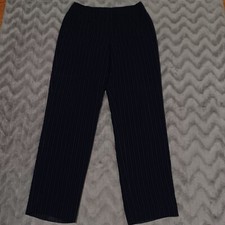 Liz Claiborne Womens Size 12 Navy Blue Pinstripe Flat Front Career Pants