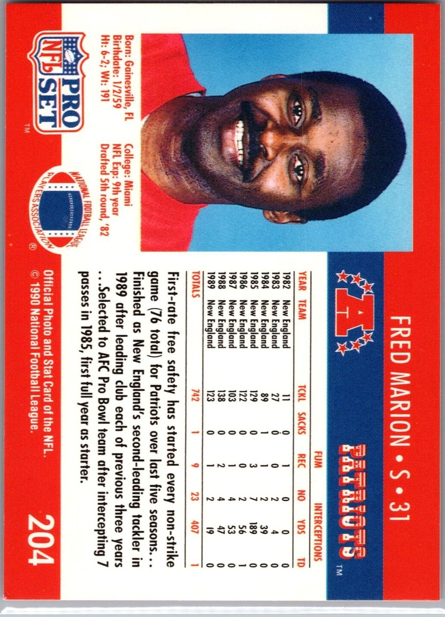 1990 NFL Pro Set - #204 Fred Marion | eBay