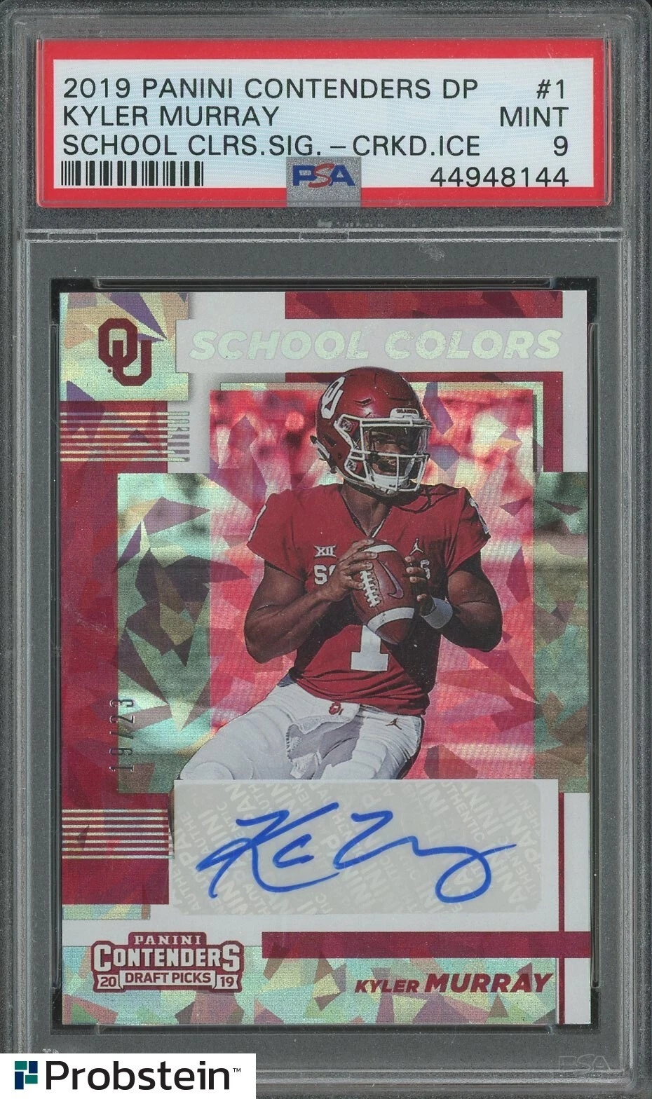 Kyler Murray Panini Contenders Draft Picks School Colors Signatures #1 Cracked Ice