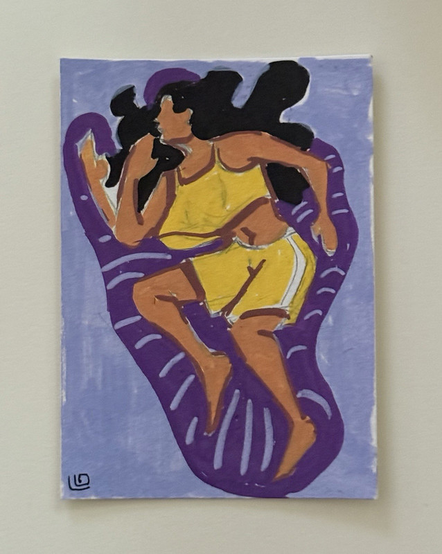 ACEO Original Contemporary Woman Portrait, just woke up series #3 Art by Leah G.