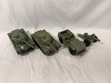 Vintage Tim-Mee Toys US Army Plastic Tanks, Jeep  Howitzer Cannon Metal Axles