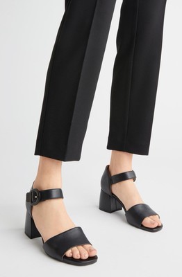 Vionic Women's Chardonnay Ankle Straps Heeled Leather Sandal, Black, Sizes