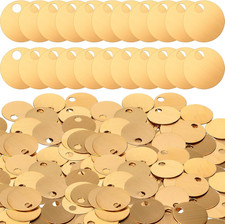 50 Pieces Brass Tags for Stamping 1 Inch round Gold Blank Brass Tags with Hole f