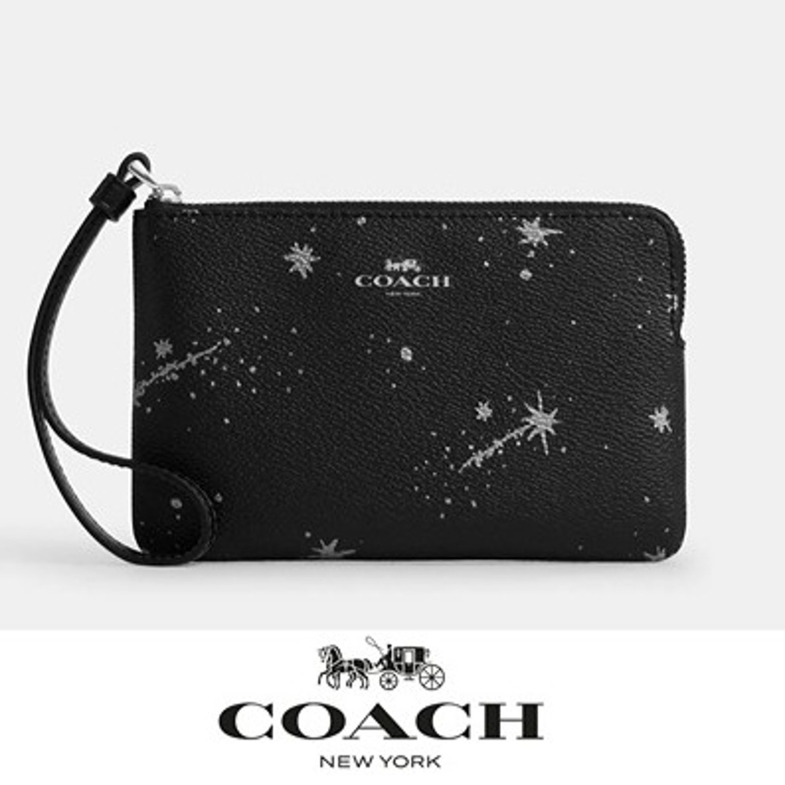 NWT ❤️ Coach Corner Zip Wristlet With Star Print