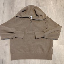 Varley Ribbed 1/2 Zip Pullover Long Sleeve Brown Womens Large