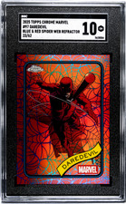 2025 Topps Chrome Marvel Daredevil #97 Blue Red Spider Web Refractor /62 SGC 10