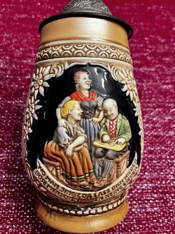 Vintage Ceramarte Beer Stein Made In Brazil 8" with lid. unique gift. Fast Ship