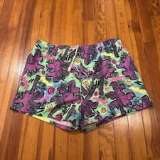 Vintage Surf Gear Abstract Print Swim Trunks XL Paint Splatter 1980s 90s