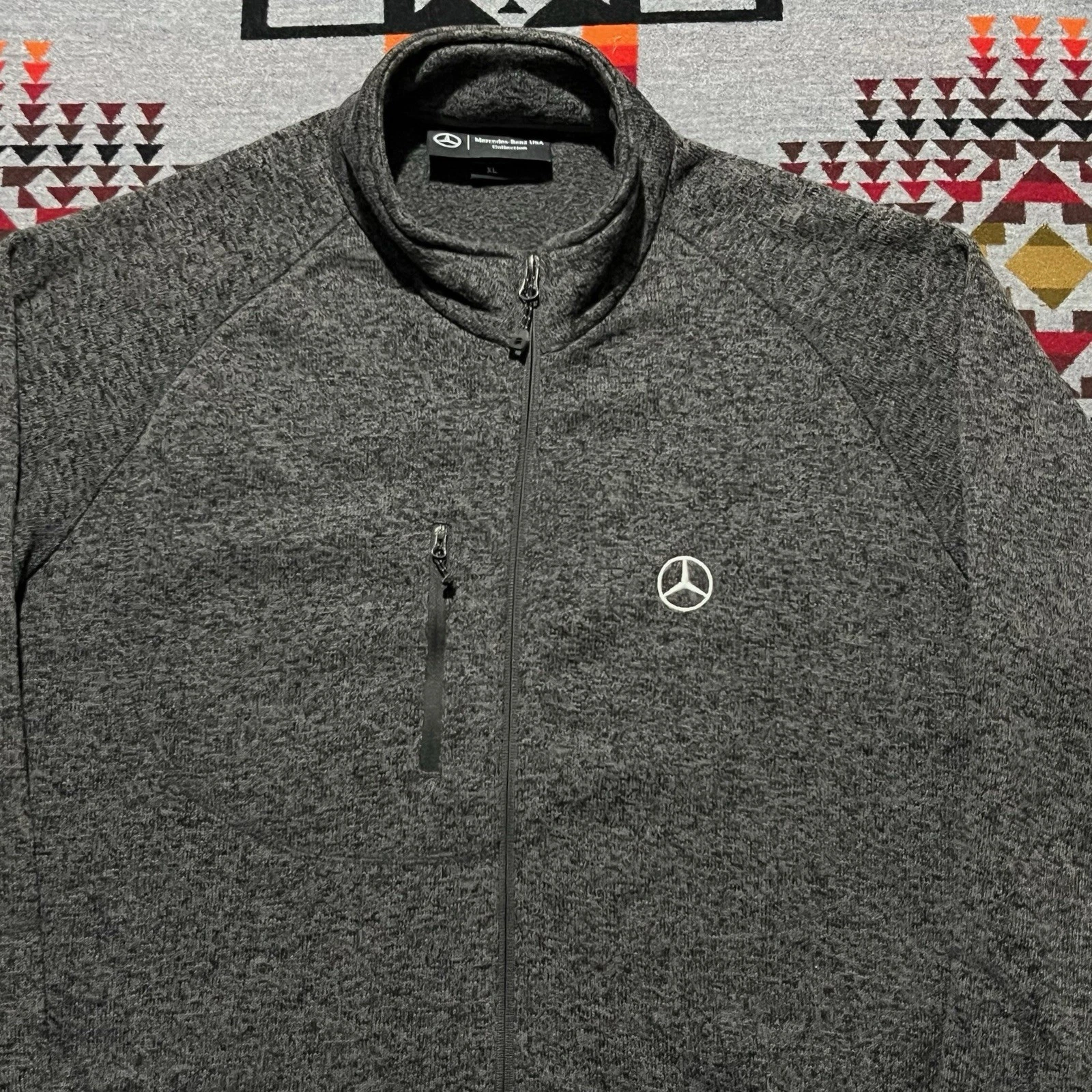 Mercedes-Benz Racing Fleece Jacket Mens XL Gray Embroidered Logo Full Zip R1 - product detail image 6
