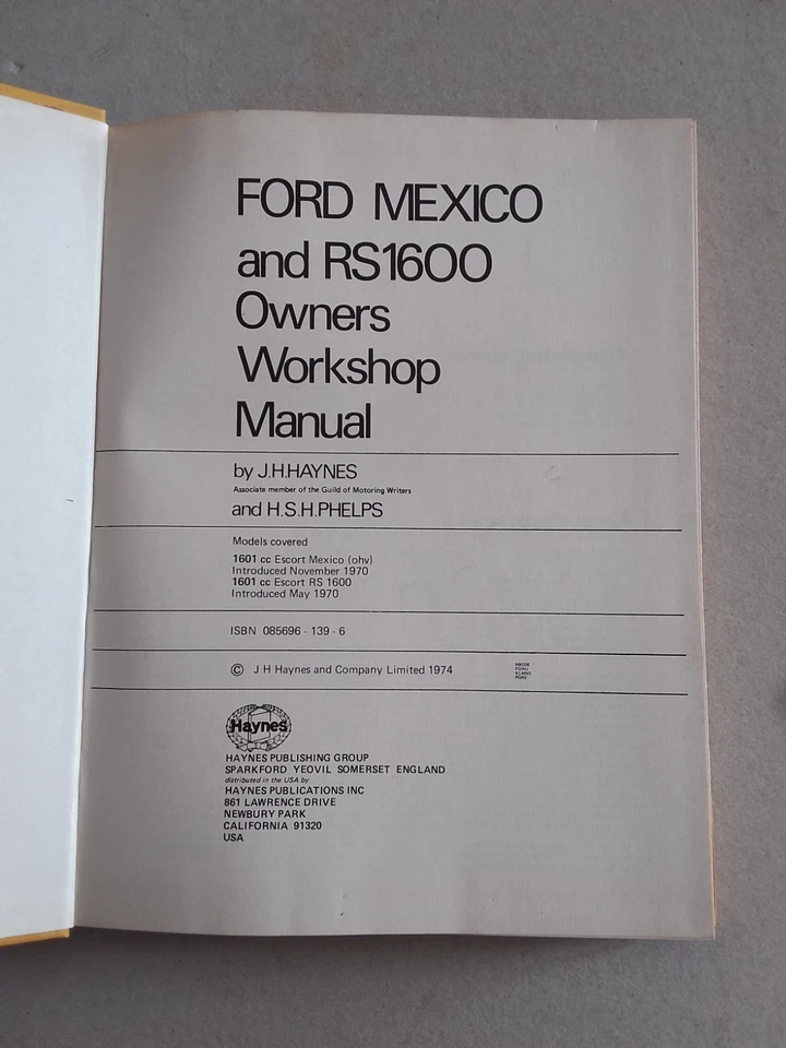 FORD ESCORT MEXICO & RS 1600 1970-1974 WORKSHOP MANUAL IN INGLESE - Immagine 2 di 4