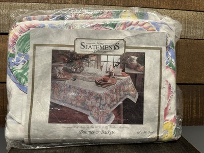 Home Statements Collection Easter Bunnies Baskets Table Cloth New 60x84 Oval