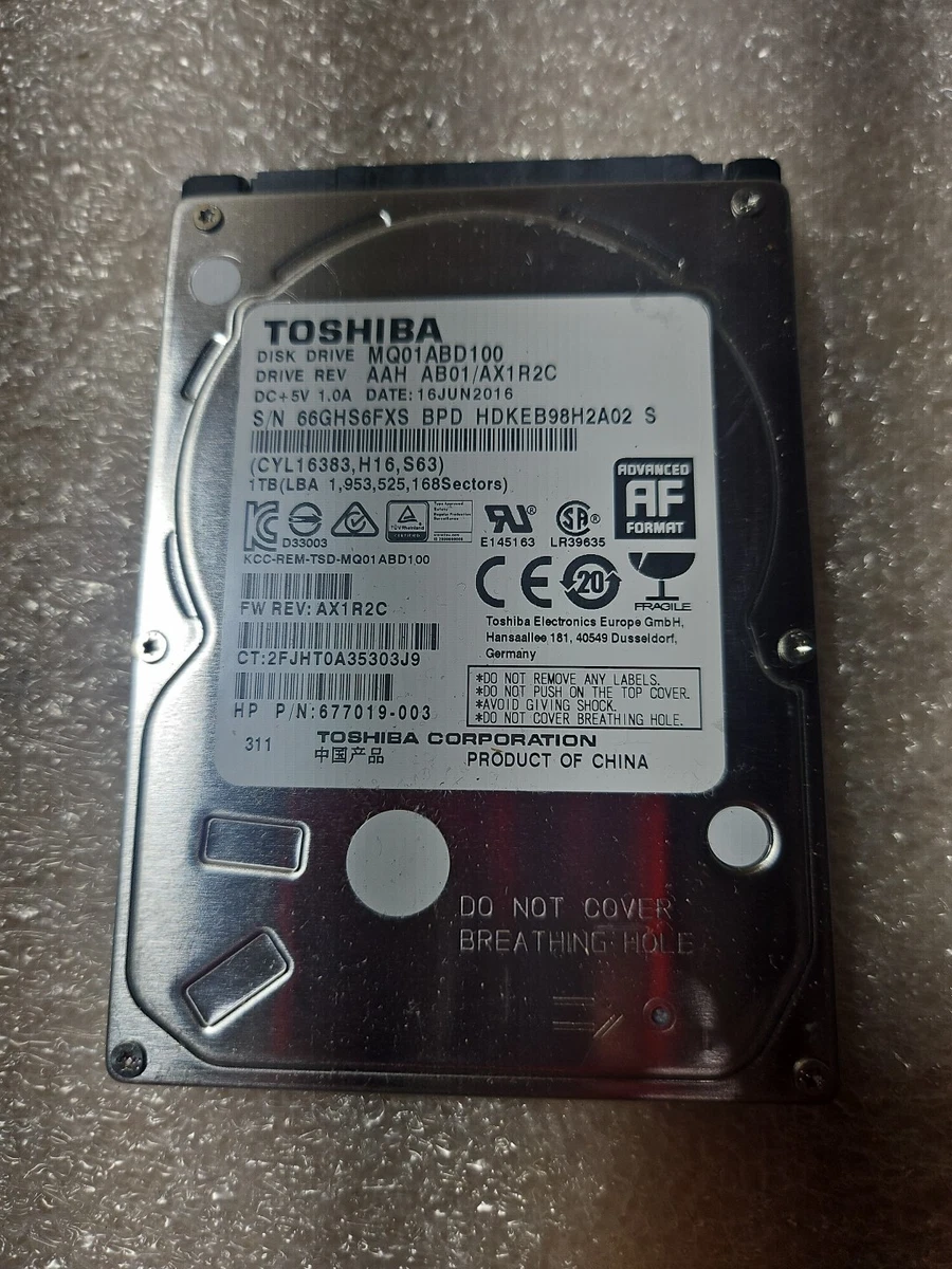 TOSHIBA Disco Rigido Interno 1TB - MQ01ABD100M, 5400 RPM, SATA 6Gbit/s, 512e, 8MB Cache - 2