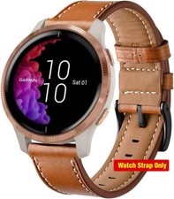Only Strap For Garmin Vivoactive 20mm Leather Adjustable Comfortable Brown