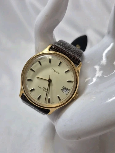 Vintage ‘92 TIMEX Men’s 36mm Mechanical Watch Gold Case NO Band Need Service