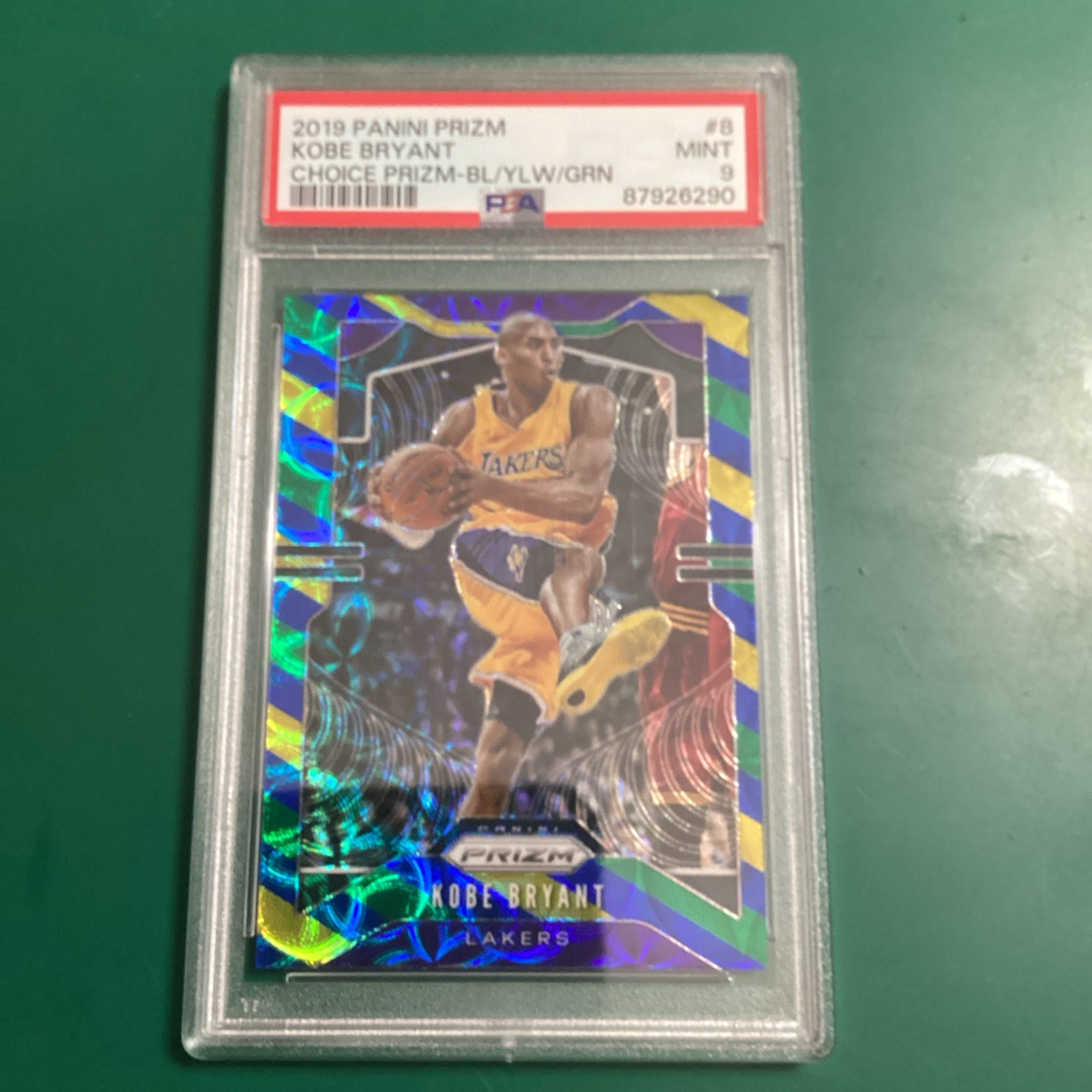 2019 Panini Prizm Choice Blue Yellow Green Kobe Bryant #8 PSA 9 6290