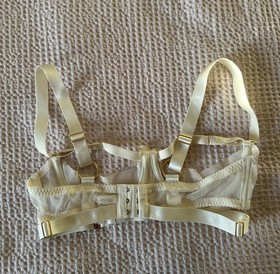 Bordelle Signature Shelf Wired Mesh Quarter cup Gia Bra - Medium Cream Bondage