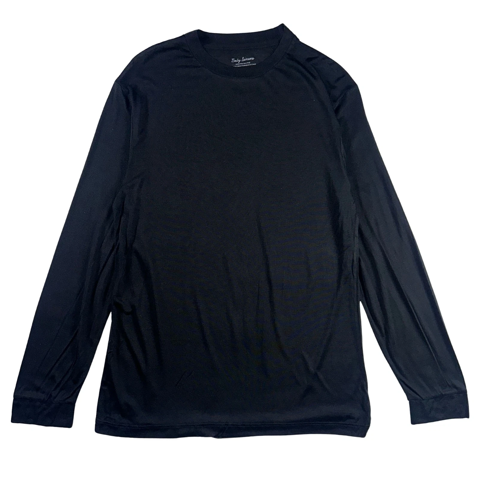 MEN's Terramar Body Sensors Silk Crew Neck L/S Top Shirt Base Layer Black LG