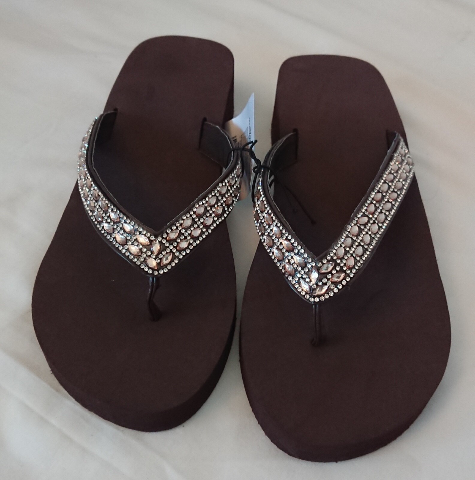 APL Sandali donna marroni con zeppa gioiello taglia 9 10