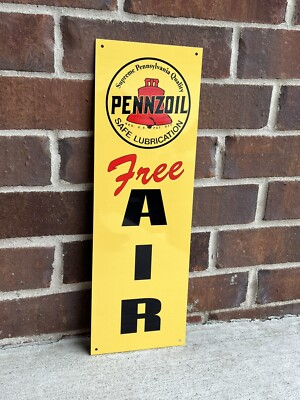 #ad Pennzoil Free Air Garage Metal Gasoline Gas sign Pump Oil $23.00