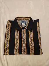 Vintage WRANGLER Pearl Snap Atec Western Navajo Printed Men's Shirt XXL Cowboy