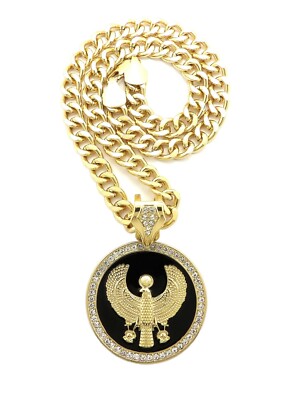 EGYPTIAN HORUS BIRD PENDANT WITH 9mm 18'' CUBAN CHAIN