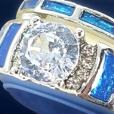 CZ White Sapphire BEST SOLITAIRE Ring Size 7 CZ Accent Stones