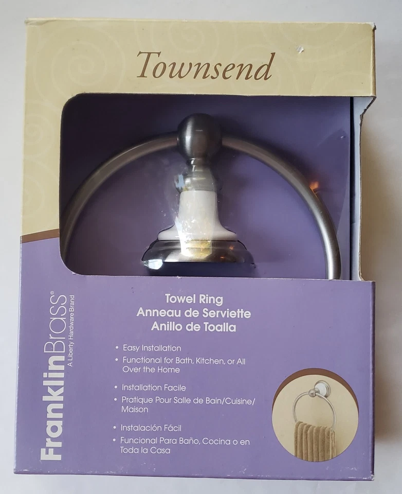 Franklin Brass Towel Ring Set (2 Rings) Satin Nickel / White 63672SNW New In Box - Image 2 of 4