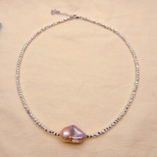 Cultured Purple Baroque Pearl Gold Plated Chain Choker Necklace Simple Jewelry