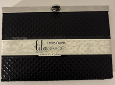 LilaGRACE Black Diamond Pattern Photo Clutch Holds 16 4" x6" Photos- New