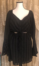 SONCY Little Black Dress w/Cut Outs at Waist Button Tie Bell Sleeves Lined NWT