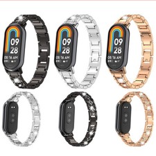 For Xiaomi Band 9/9 NFC/8/8 NFC Triple Bead Full Diamonds Metal Watch Strap