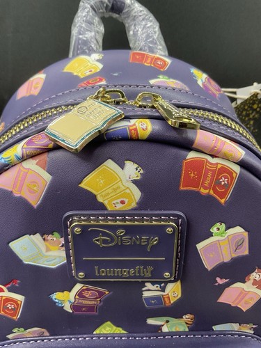 Loungefly Disney Princess Books All Over Print Mini Backpack NWT - Picture 4 of 11