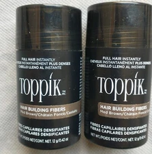 Set of 2 Toppik Hair Building Fibers Medium Brown 12g Bottles New