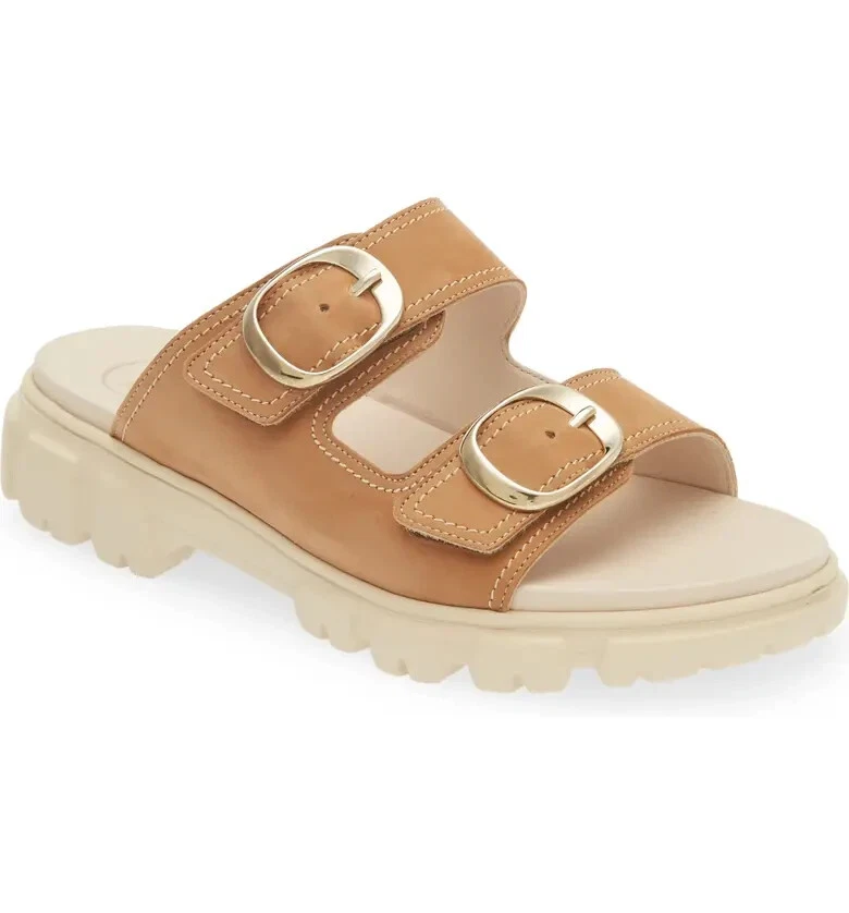 355 PAUL GREEN Marina Slide Sandal In Sisal Royal Nubuk Size 7.5 US 5 EU