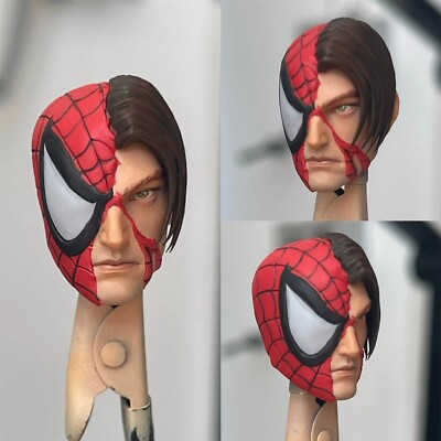 ソフビ　KKTOY DAMAGE HEAD MECHATI SP７ver. 1/12 Painted Spider-man Battle Suit Head Sculpt Fit 6'' Mafex
