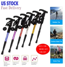 2X Trekking Poles Nordic Walking Sticks Adjustable Anti-shock Hiking Alpenstock