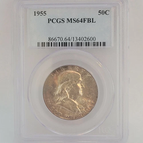 1955 franklin half dollar Pcgs Ms64 FBL