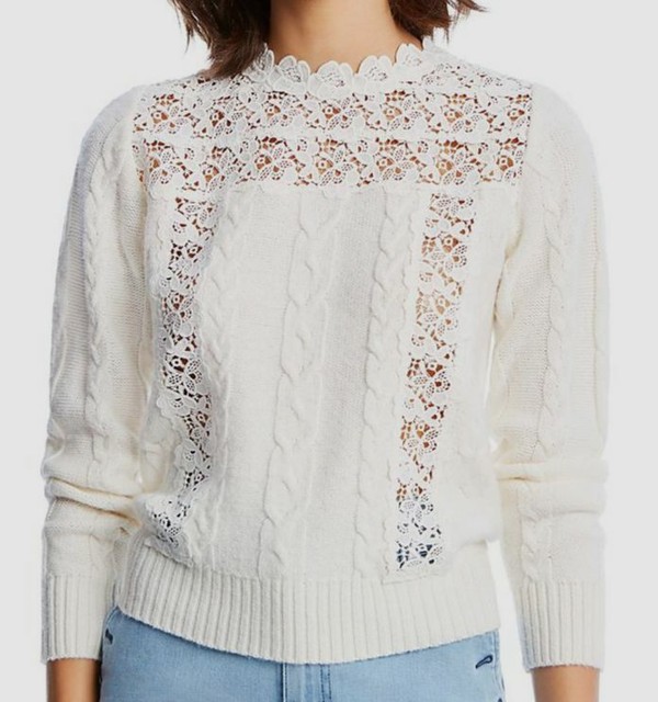 LINI Womens Ivory Lace Insert Buttoned 